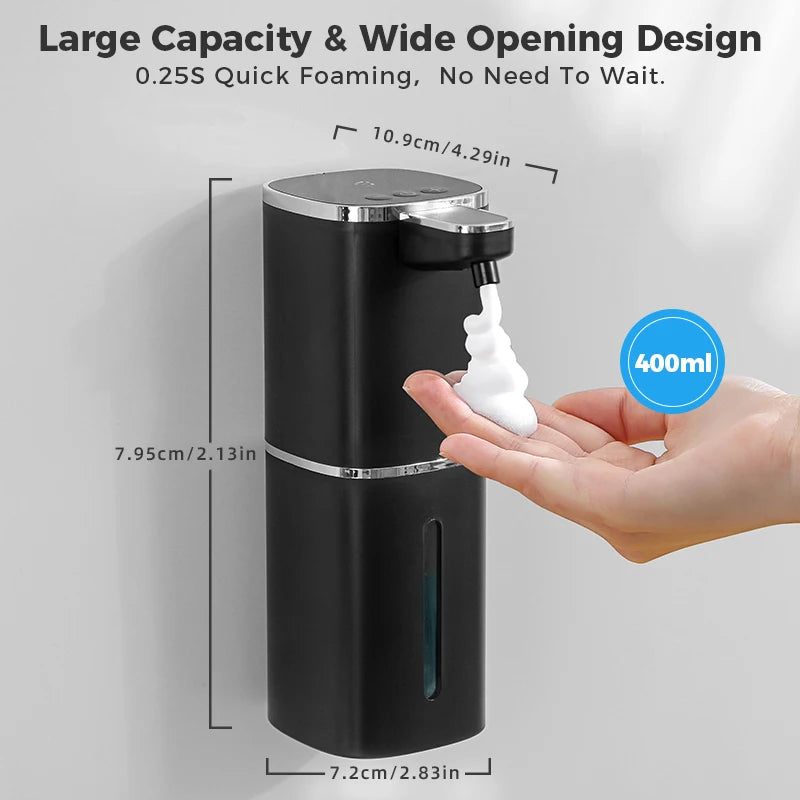 Induction Hand Sanitizer, Automatic Soap Liquid Dispenser, Foam Hand Washing Machine, 400ml Liquid Rechargeable Bathroom Hand Sanitizer