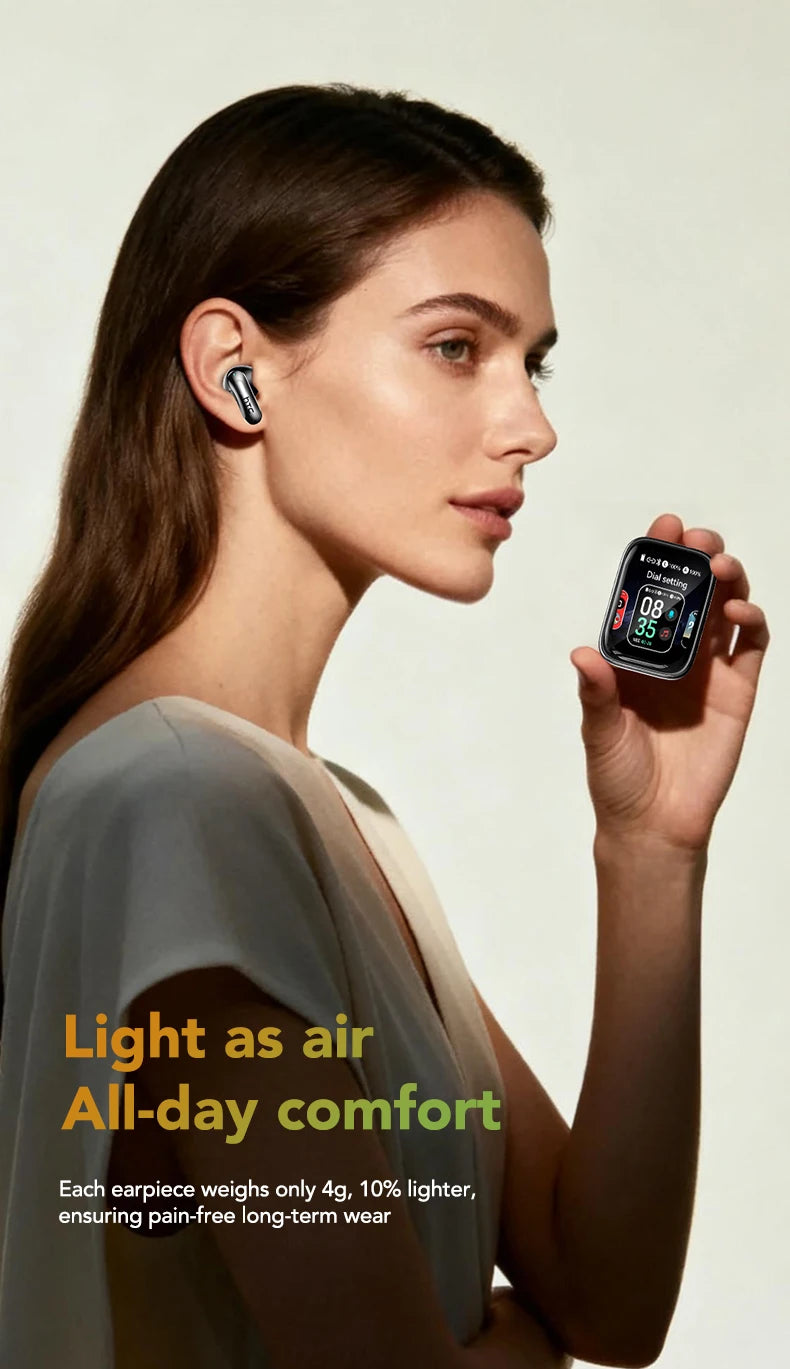 【HTC NE48】Earphones Bluetooth V6.0 TWS in-Ear Wireless Headphones AI Translator Earbud HD LED Screen Noise Reduction Calling