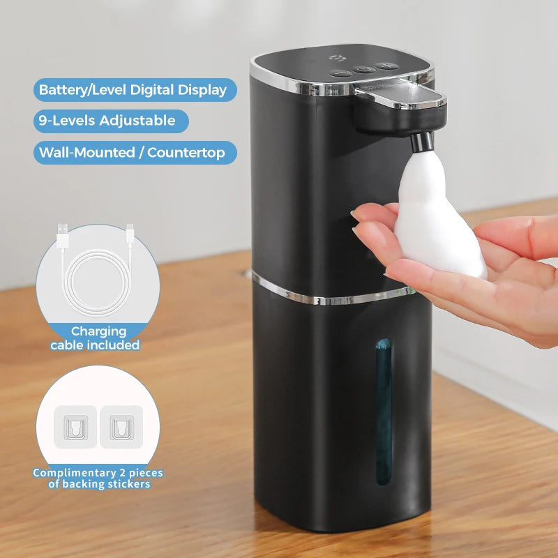 Induction Hand Sanitizer, Automatic Soap Liquid Dispenser, Foam Hand Washing Machine, 400ml Liquid Rechargeable Bathroom Hand Sanitizer