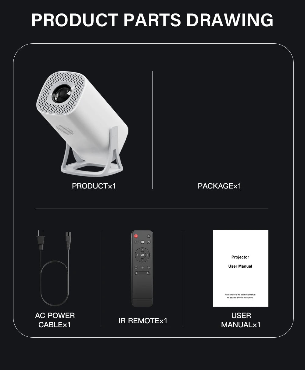 HONGTOP S40 Android 11 Mini Projector Support 4K 1080P 2.4G/5GWIFI BT5.0 Projector 1280*720P Home Cinema Portable Projector