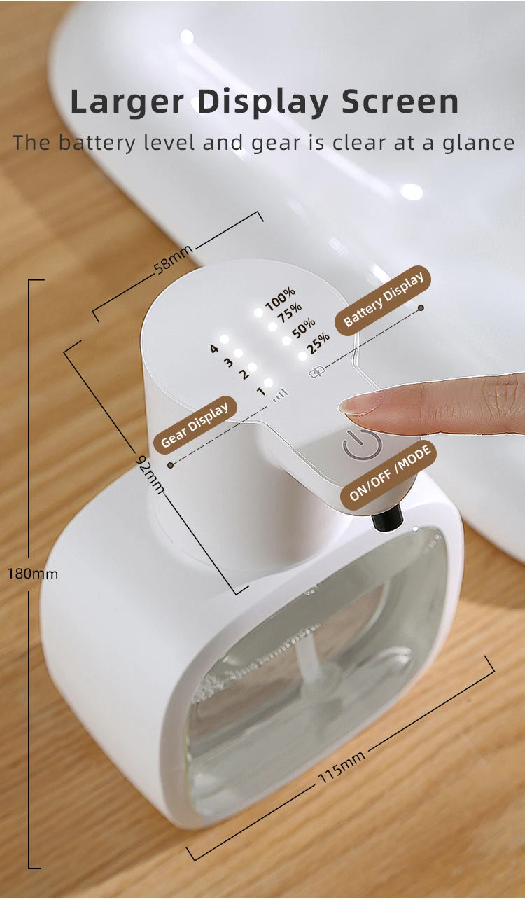 Induction Hand Sanitizer, Automatic Soap Liquid Dispenser, Foam Hand Washing Machine, 400ml Liquid Rechargeable Bathroom Hand Sanitizer