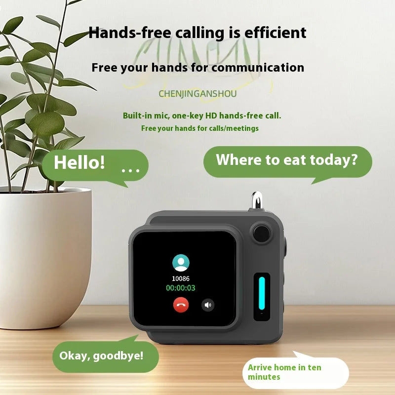 Mini Portable Zinc Alloy Speaker with Cool Quartz Light, Color Screen, Bluetooth, TF Card & APP Music Sync - Alarm, Calculator