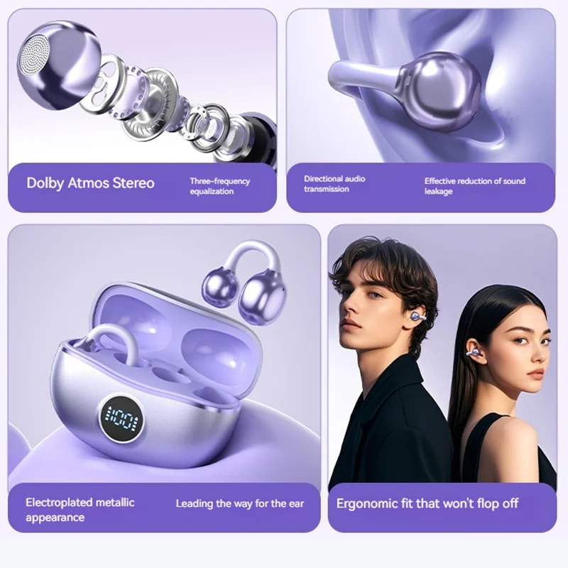 Original SONY Ear clip OWS Wireless Bluetooth Ear Clip Headphones sports Gaming Headset HIFI Surround Sound Earbuds With Mic