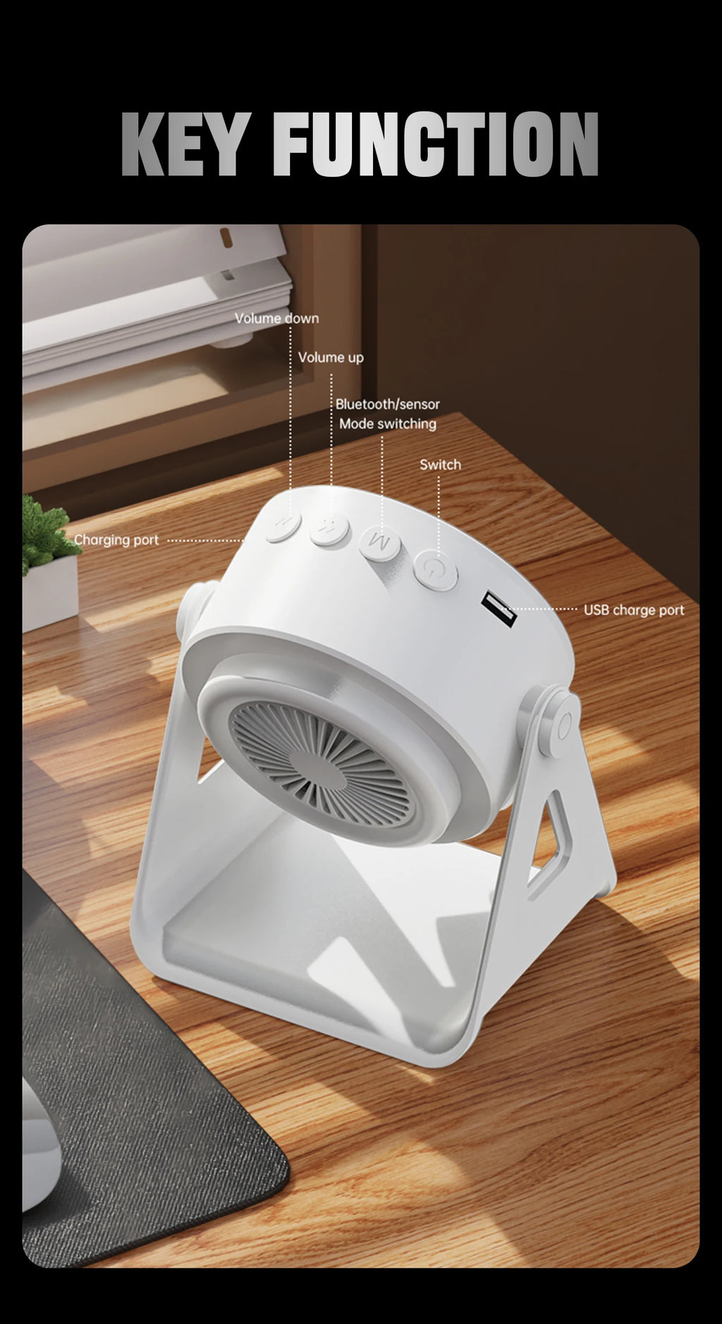 Wireless Induction Speaker,5in1 Bluetooth Speaker Phone Stand with RGB Light,360°Rotation Phone Holder Compatible iPhone Android