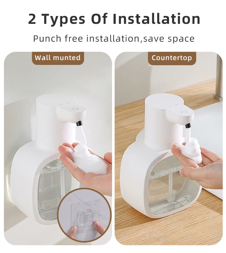 Induction Hand Sanitizer, Automatic Soap Liquid Dispenser, Foam Hand Washing Machine, 400ml Liquid Rechargeable Bathroom Hand Sanitizer