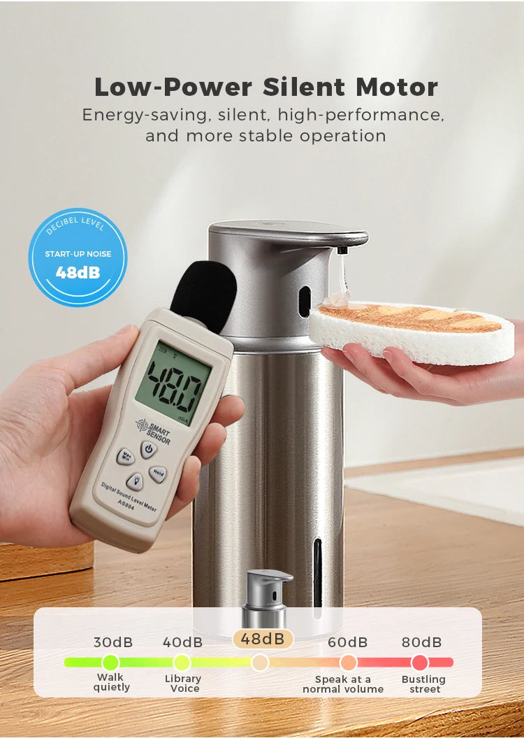 480ml Kitchen Soap Dispenser Automatic Sensor Hand Sanitizer Machine Intelligent Electric Body Wash Soap Dispenser 304 Stainless Steel