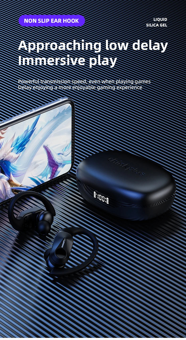 3/5/10PCS Original Lenovo LP75 TWS Sports Headphones Wireless Bluetooth 5.3 EarHook Noise Reduction Gaming Earphone Wholesale