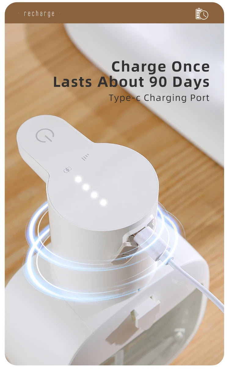 Induction Hand Sanitizer, Automatic Soap Liquid Dispenser, Foam Hand Washing Machine, 400ml Liquid Rechargeable Bathroom Hand Sanitizer