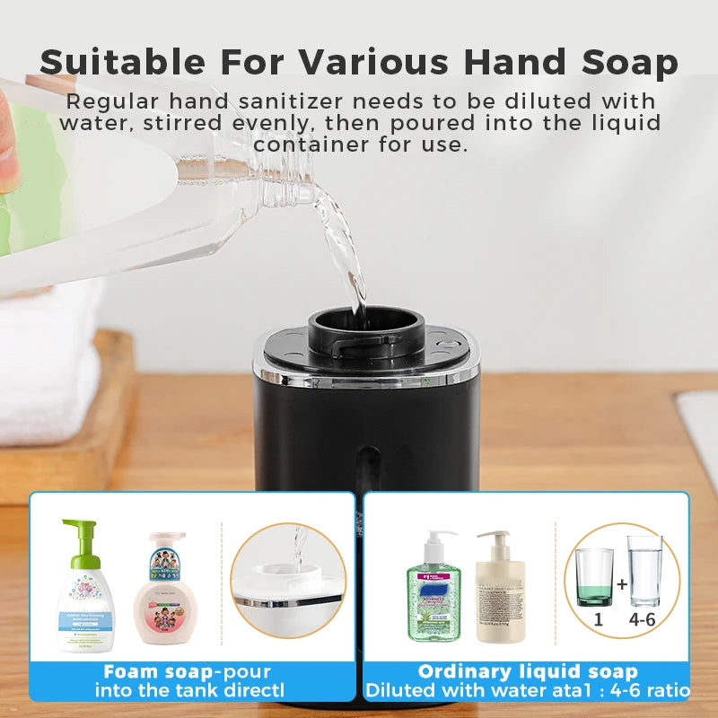 Induction Hand Sanitizer, Automatic Soap Liquid Dispenser, Foam Hand Washing Machine, 400ml Liquid Rechargeable Bathroom Hand Sanitizer