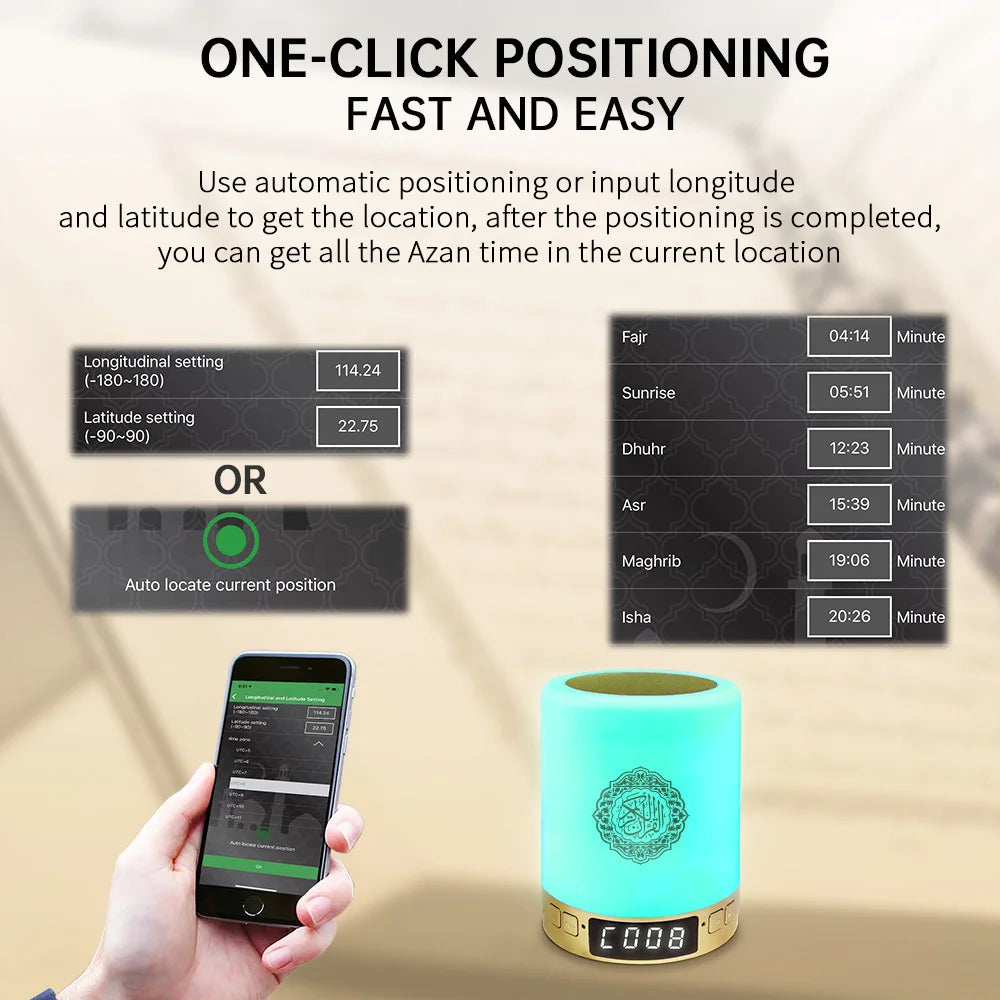 Bright Quran Azan Muslim Koran Bluetooth Speaker Portable Night Light Holy Lamp Sound Box Music Wireless Caixa De Som Bocina Mp3