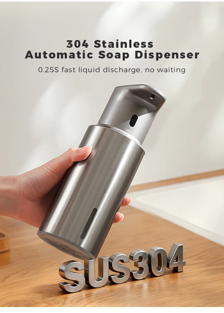 480ml Kitchen Soap Dispenser Automatic Sensor Hand Sanitizer Machine Intelligent Electric Body Wash Soap Dispenser 304 Stainless Steel