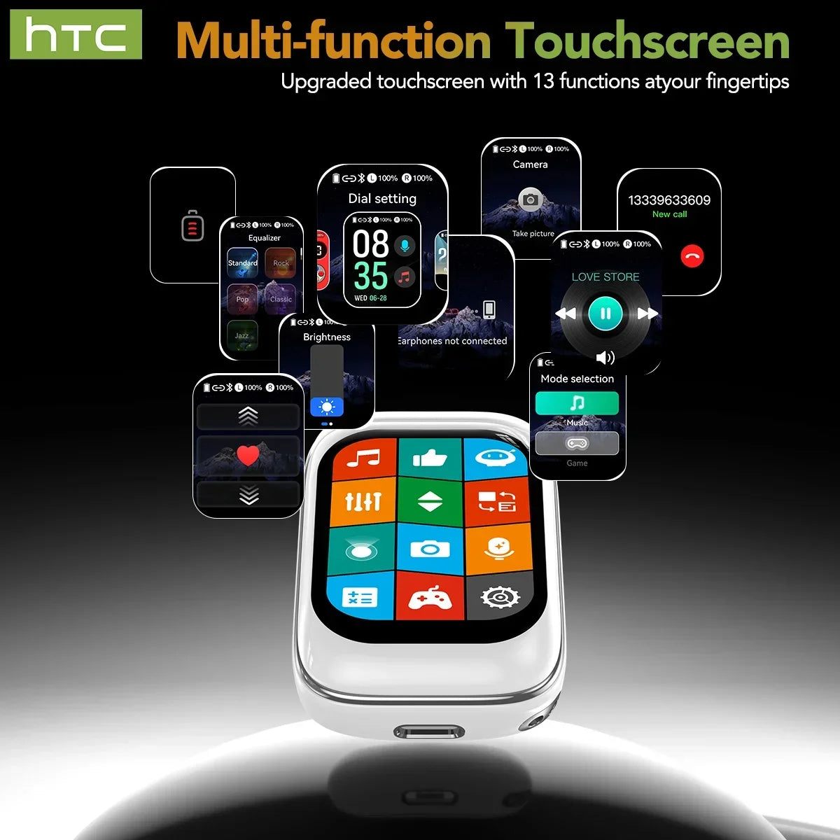 【HTC NE48】Earphones Bluetooth V6.0 TWS in-Ear Wireless Headphones AI Translator Earbud HD LED Screen Noise Reduction Calling