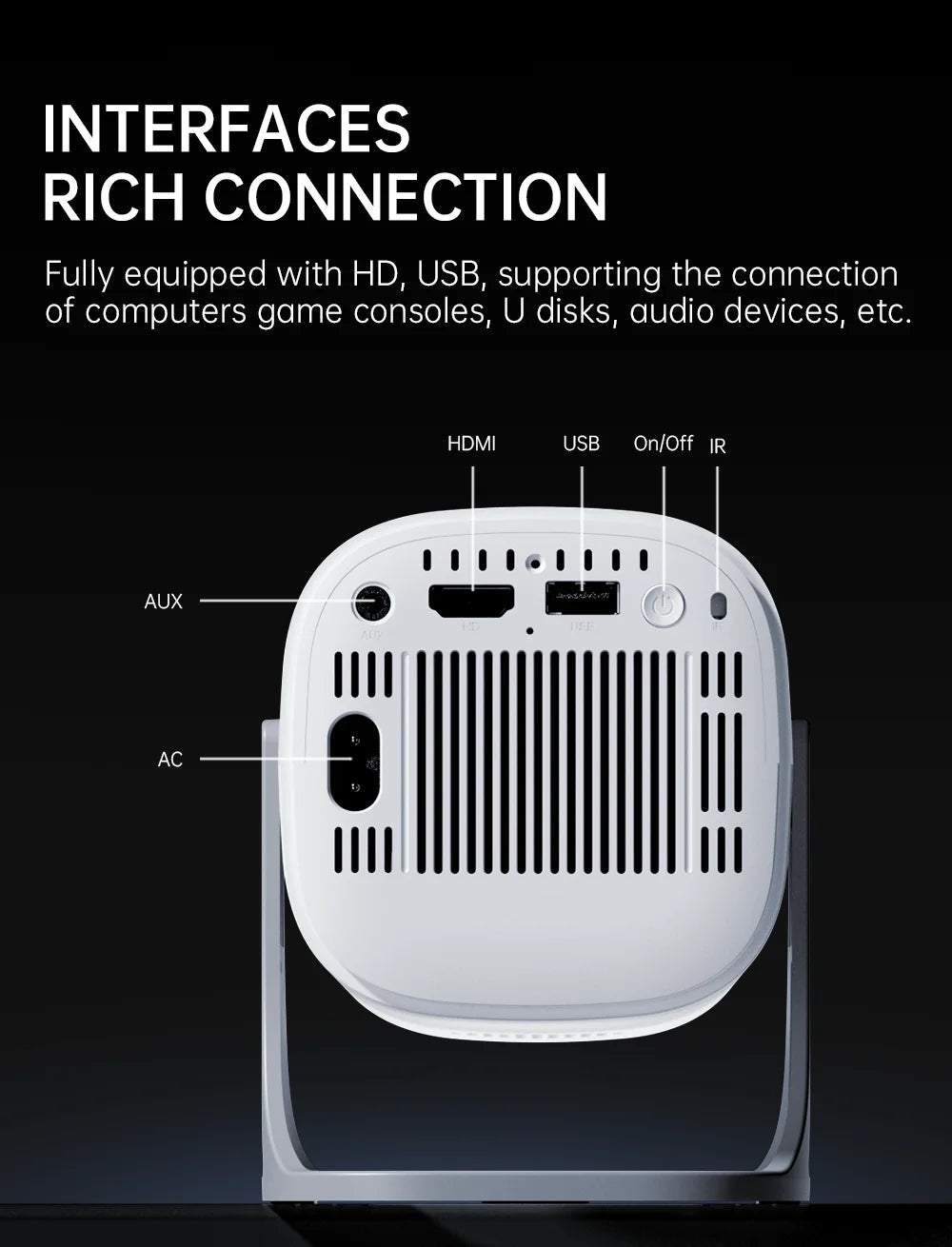 HONGTOP S40 Android 11 Mini Projector Support 4K 1080P 2.4G/5GWIFI BT5.0 Projector 1280*720P Home Cinema Portable Projector