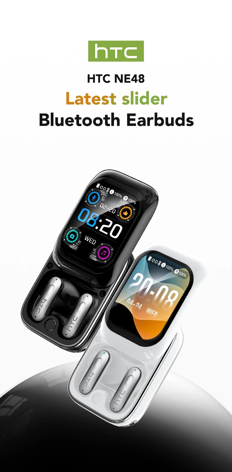 【HTC NE48】Earphones Bluetooth V6.0 TWS in-Ear Wireless Headphones AI Translator Earbud HD LED Screen Noise Reduction Calling