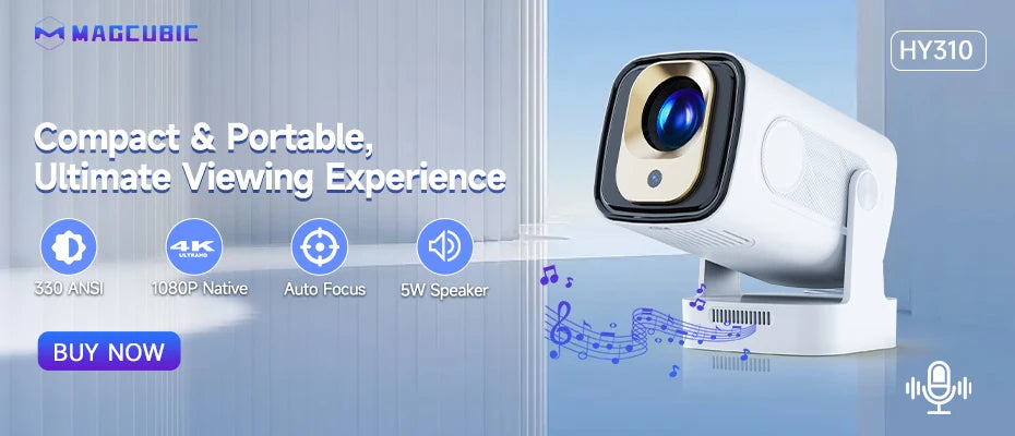 Magcubic HY320 Mini Newly Native 720P Android 11 4K Projector 300ANSI Wifi6 BT5.0 Cinema Outdoor Portable 180° Rotable Projector
