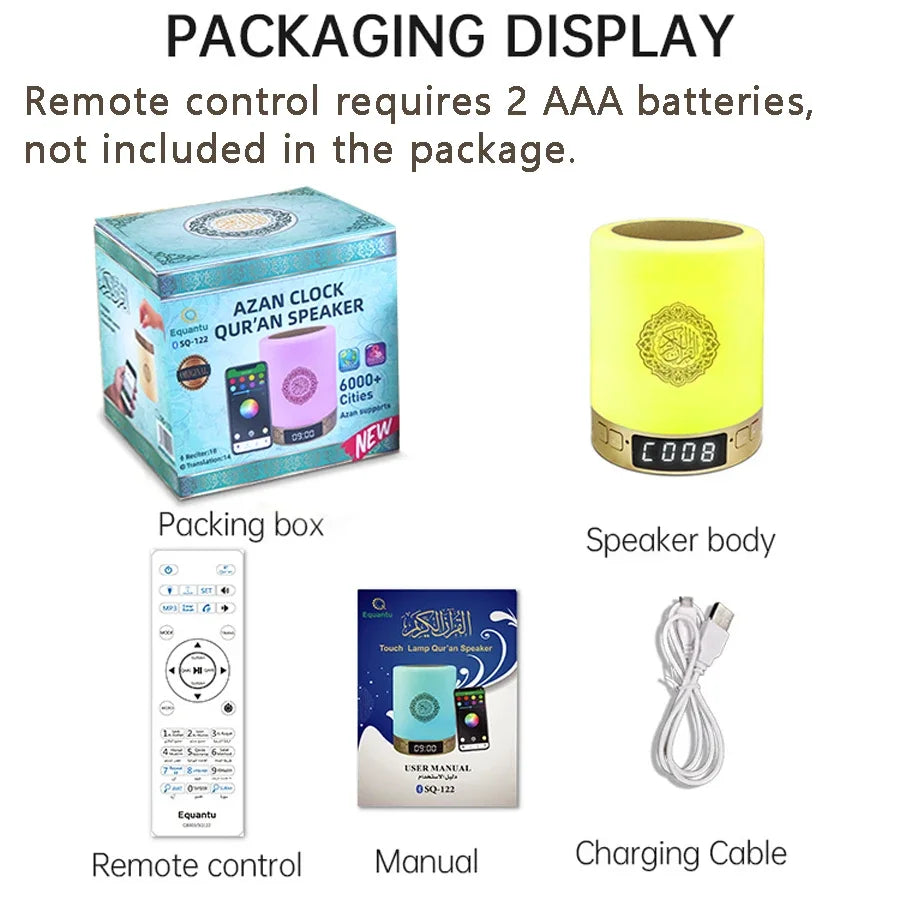 Bright Quran Azan Muslim Koran Bluetooth Speaker Portable Night Light Holy Lamp Sound Box Music Wireless Caixa De Som Bocina Mp3