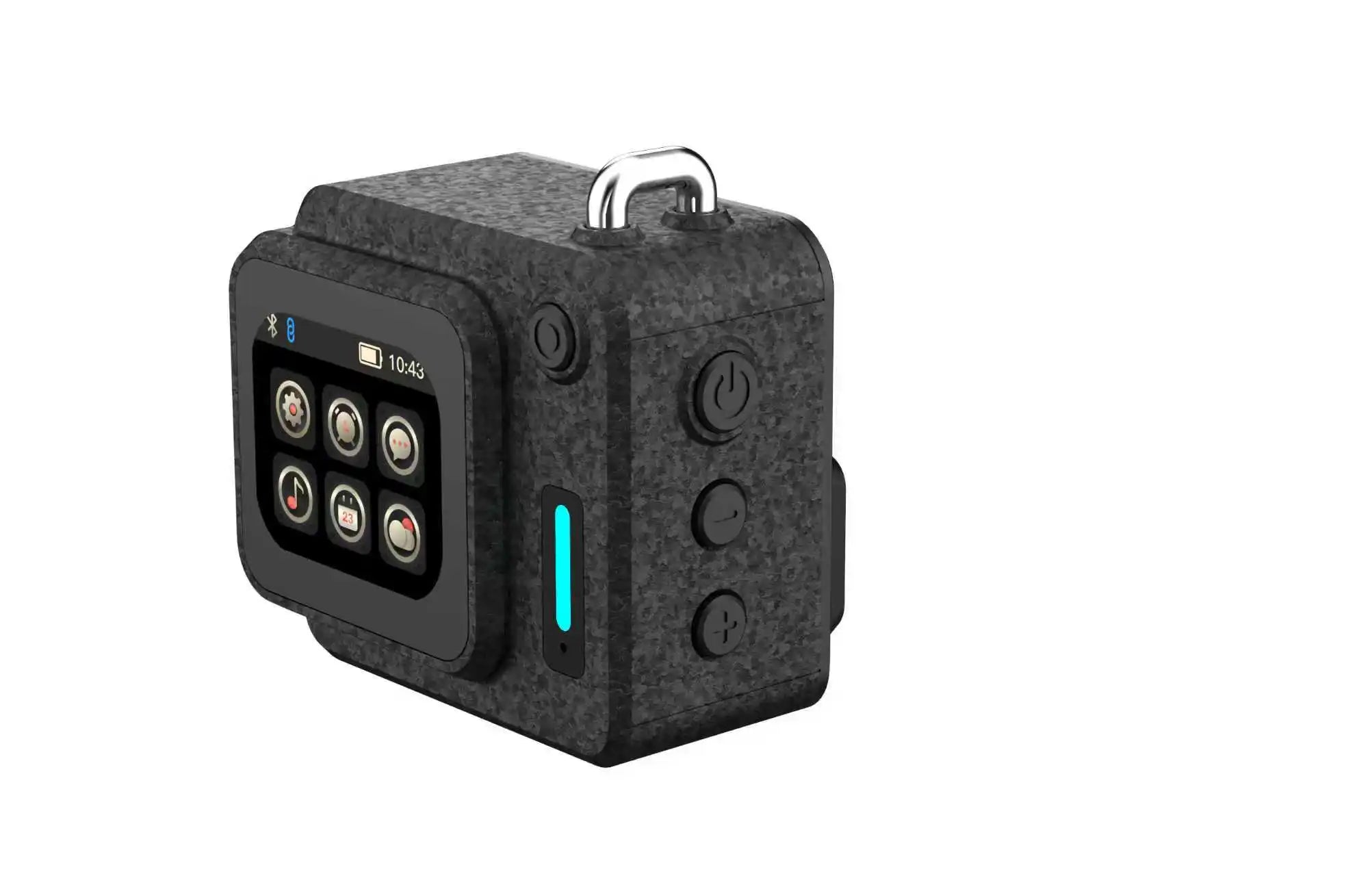 Mini Portable Zinc Alloy Speaker with Cool Quartz Light, Color Screen, Bluetooth, TF Card & APP Music Sync - Alarm, Calculator