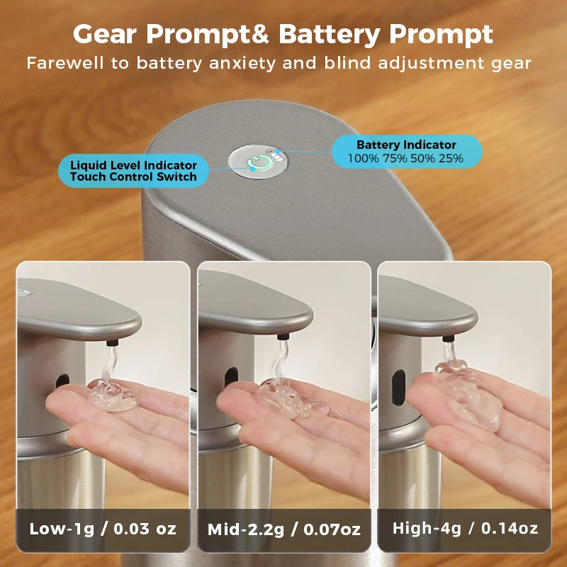 480ml Kitchen Soap Dispenser Automatic Sensor Hand Sanitizer Machine Intelligent Electric Body Wash Soap Dispenser 304 Stainless Steel