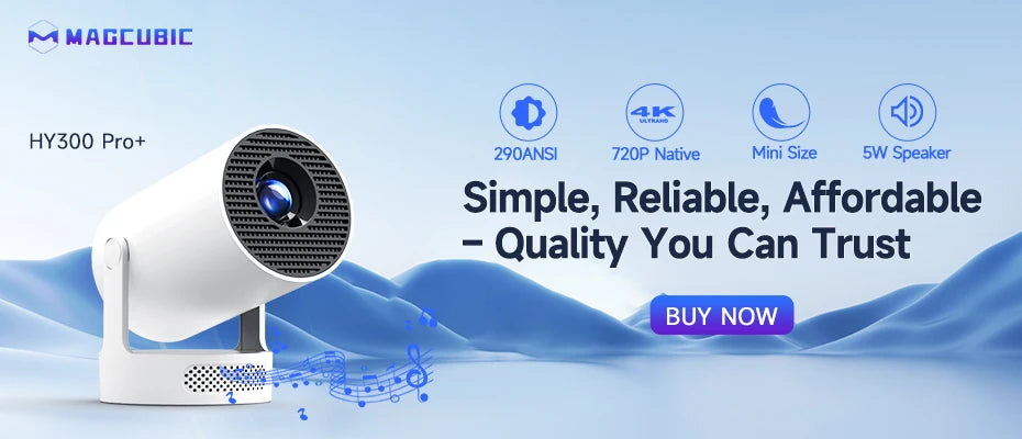 Magcubic HY320 Mini Newly Native 720P Android 11 4K Projector 300ANSI Wifi6 BT5.0 Cinema Outdoor Portable 180° Rotable Projector