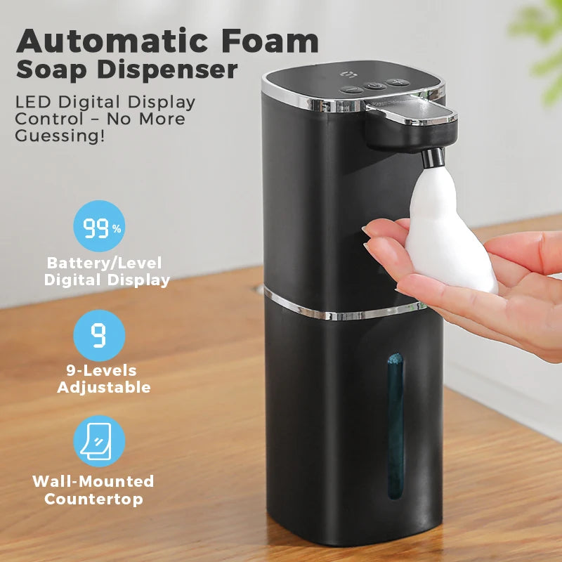 Induction Hand Sanitizer, Automatic Soap Liquid Dispenser, Foam Hand Washing Machine, 400ml Liquid Rechargeable Bathroom Hand Sanitizer