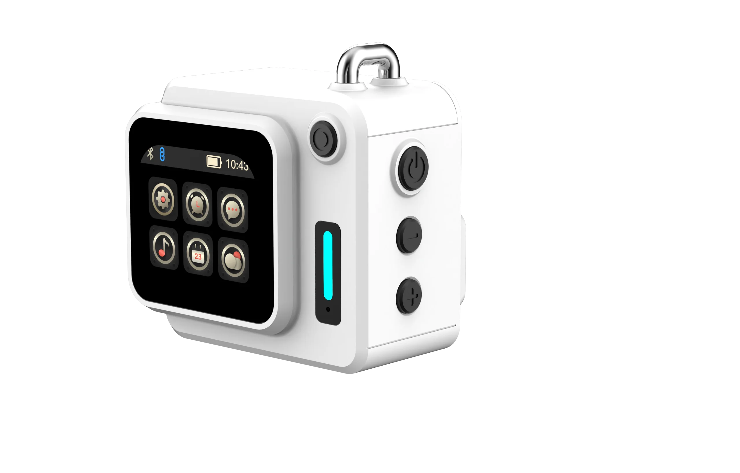 Mini Portable Zinc Alloy Speaker with Cool Quartz Light, Color Screen, Bluetooth, TF Card & APP Music Sync - Alarm, Calculator