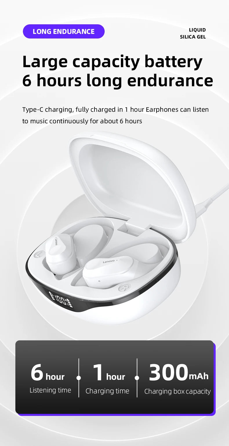 3/5/10PCS Original Lenovo LP75 TWS Sports Headphones Wireless Bluetooth 5.3 EarHook Noise Reduction Gaming Earphone Wholesale