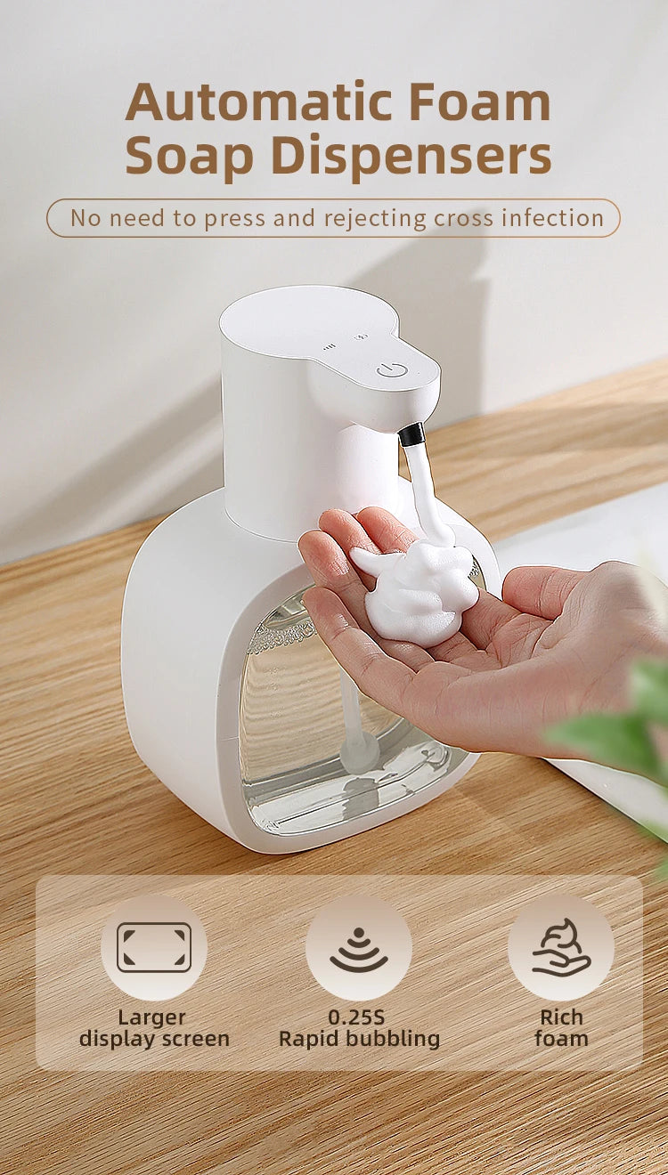Induction Hand Sanitizer, Automatic Soap Liquid Dispenser, Foam Hand Washing Machine, 400ml Liquid Rechargeable Bathroom Hand Sanitizer