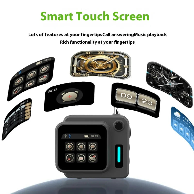 Mini Portable Zinc Alloy Speaker with Cool Quartz Light, Color Screen, Bluetooth, TF Card & APP Music Sync - Alarm, Calculator