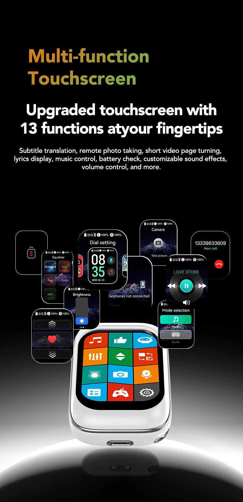 【HTC NE48】Earphones Bluetooth V6.0 TWS in-Ear Wireless Headphones AI Translator Earbud HD LED Screen Noise Reduction Calling