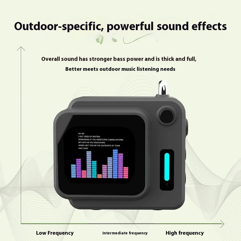 Mini Portable Zinc Alloy Speaker with Cool Quartz Light, Color Screen, Bluetooth, TF Card & APP Music Sync - Alarm, Calculator