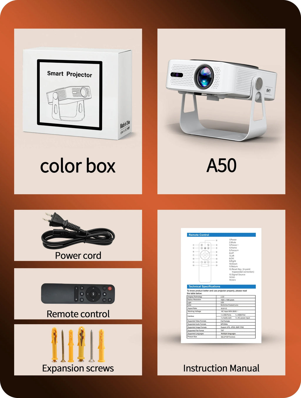 4K Auto Focus Portable Home Cinema Auto Keystone Projector FHD Dual Band WiFi BT Remote Control Home Theater Outdoor Projetor