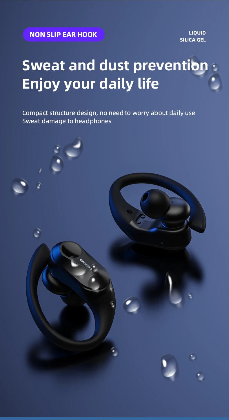 3/5/10PCS Original Lenovo LP75 TWS Sports Headphones Wireless Bluetooth 5.3 EarHook Noise Reduction Gaming Earphone Wholesale
