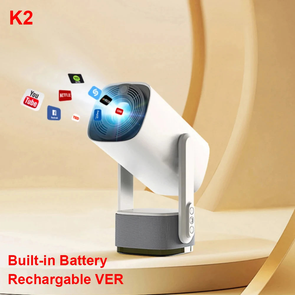 Yuntai Projector K2 Built-in Battery Android Smart HD 4K WIFI Home Theater Mobile Phone Outdoor Projector With The Same Screen.