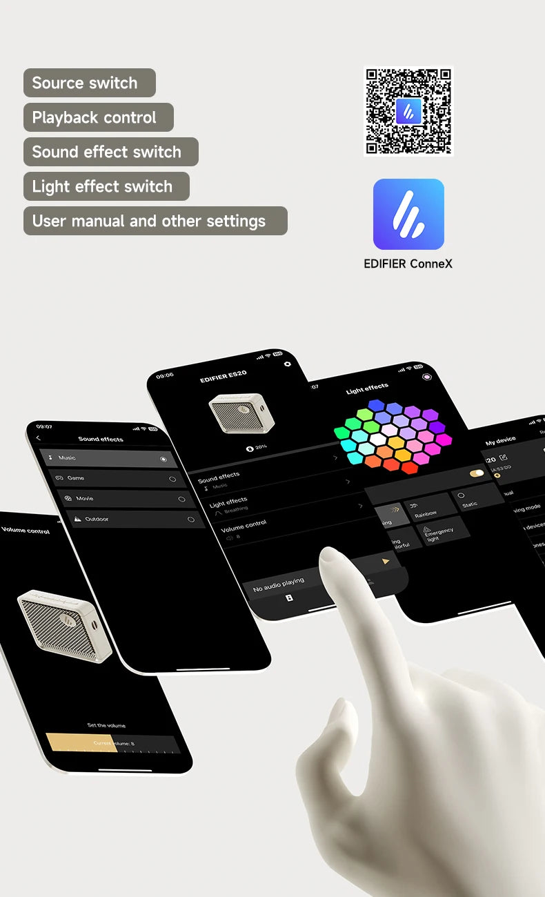 Edifier ES20 Portable Bluetooth Speaker Wireless Speaker IP67 Waterproof Light Effects Outdoor Speakers Deep Bass with Mic