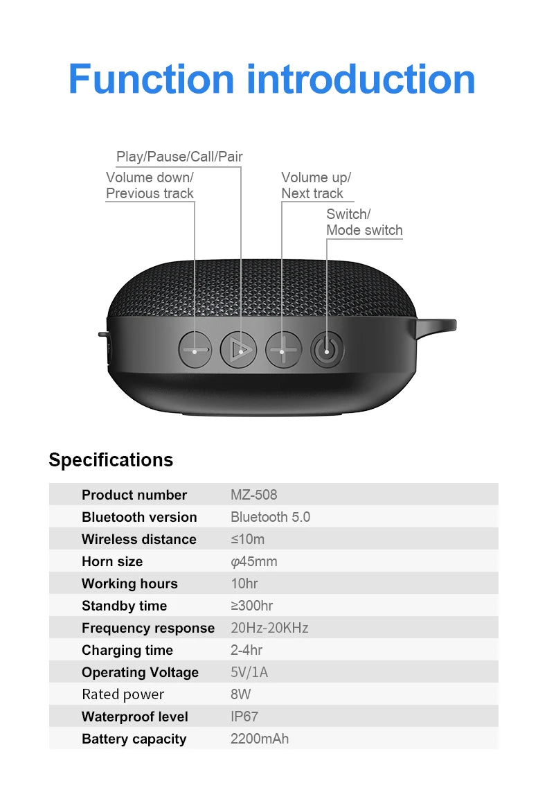 Hand Free Wireless Portable Caixa De Som Bluetooth Speaker Music Sound Box Blutooth For Handfree Blootooth Handsfree Mini Audio