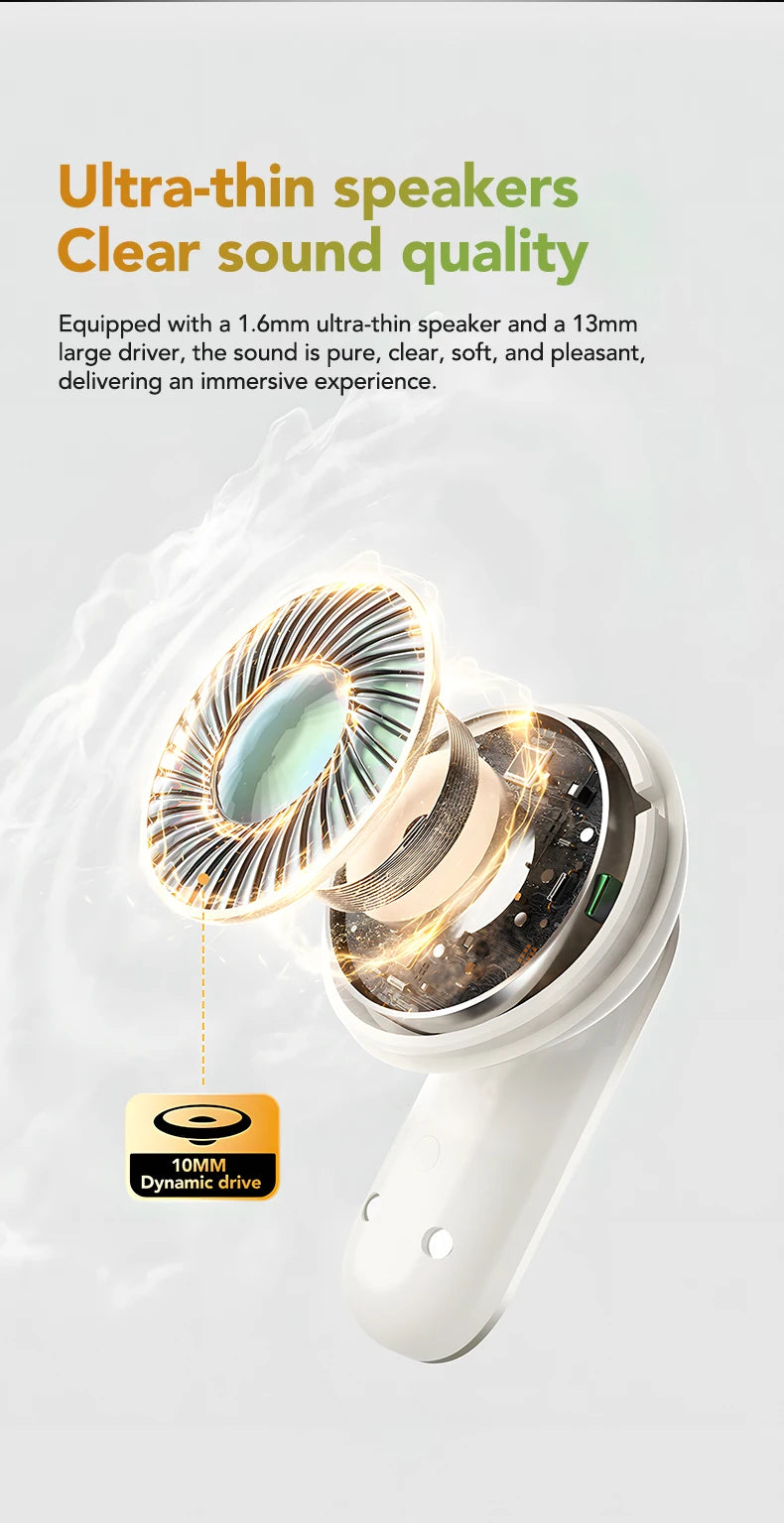 【HTC NE48】Earphones Bluetooth V6.0 TWS in-Ear Wireless Headphones AI Translator Earbud HD LED Screen Noise Reduction Calling