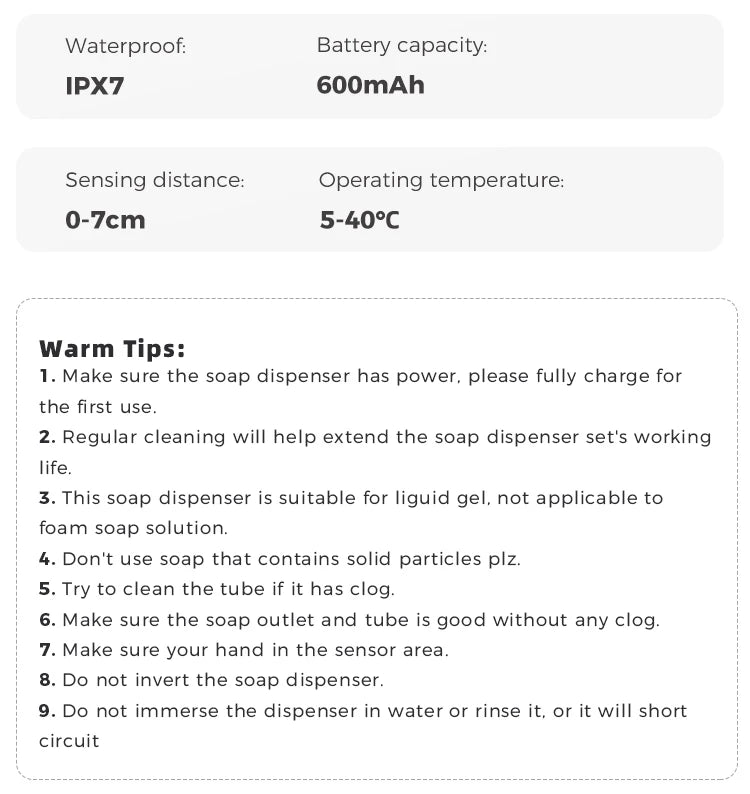 480ml Kitchen Soap Dispenser Automatic Sensor Hand Sanitizer Machine Intelligent Electric Body Wash Soap Dispenser 304 Stainless Steel