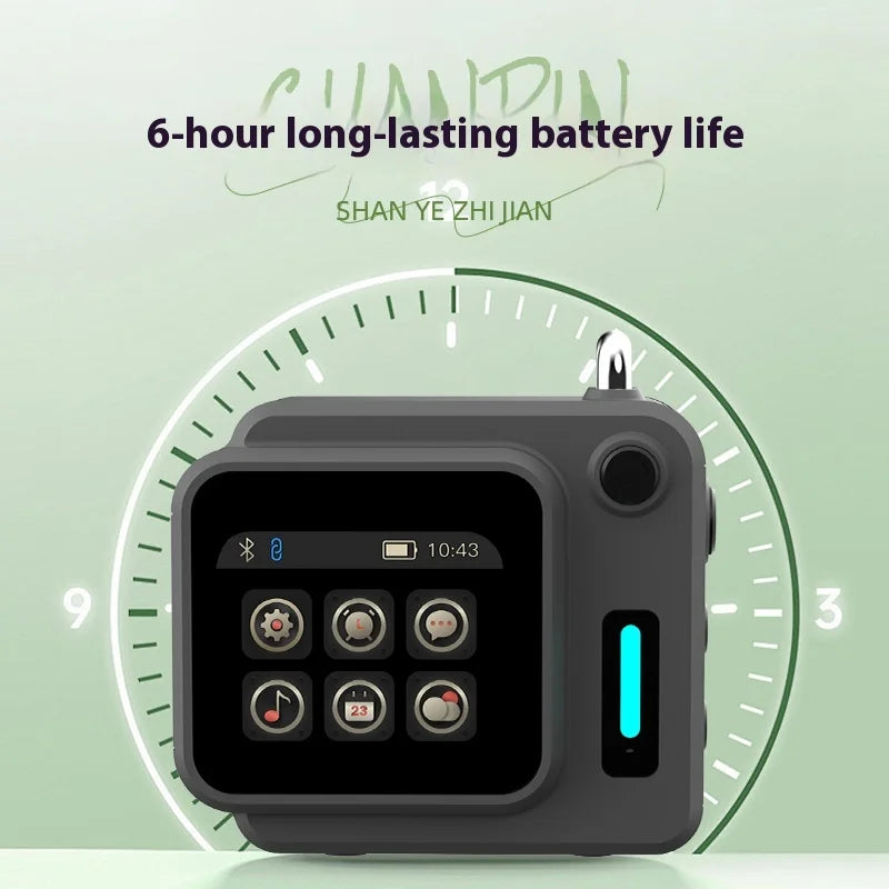 Mini Portable Zinc Alloy Speaker with Cool Quartz Light, Color Screen, Bluetooth, TF Card & APP Music Sync - Alarm, Calculator