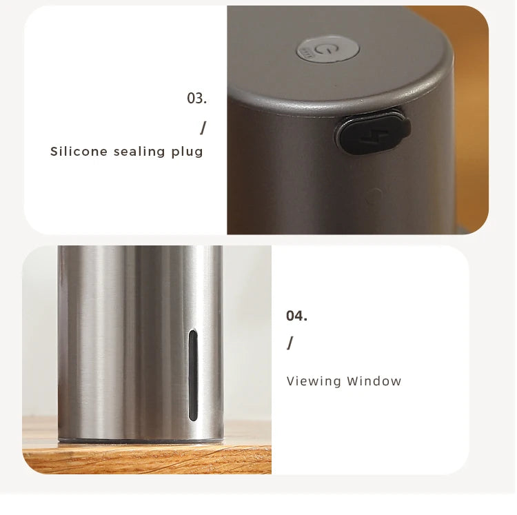 480ml Kitchen Soap Dispenser Automatic Sensor Hand Sanitizer Machine Intelligent Electric Body Wash Soap Dispenser 304 Stainless Steel