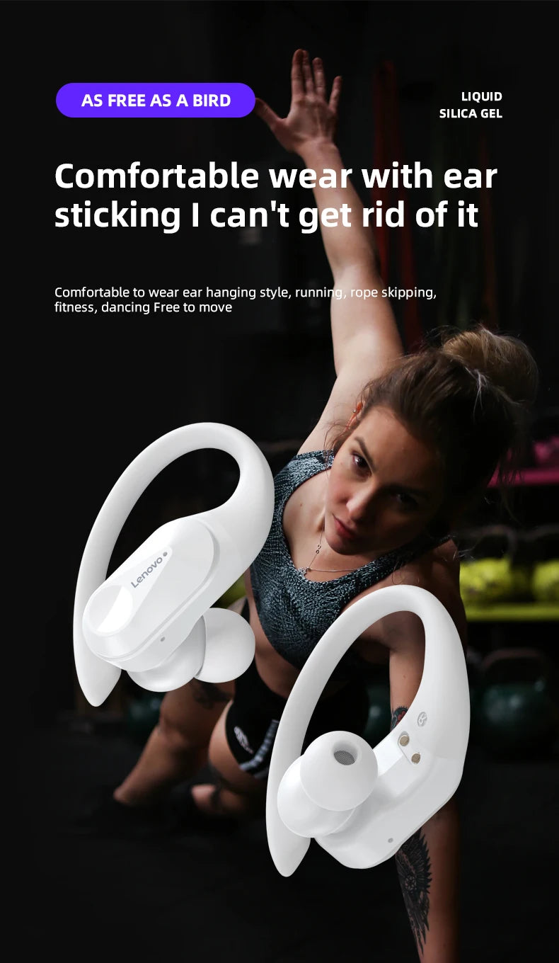 3/5/10PCS Original Lenovo LP75 TWS Sports Headphones Wireless Bluetooth 5.3 EarHook Noise Reduction Gaming Earphone Wholesale