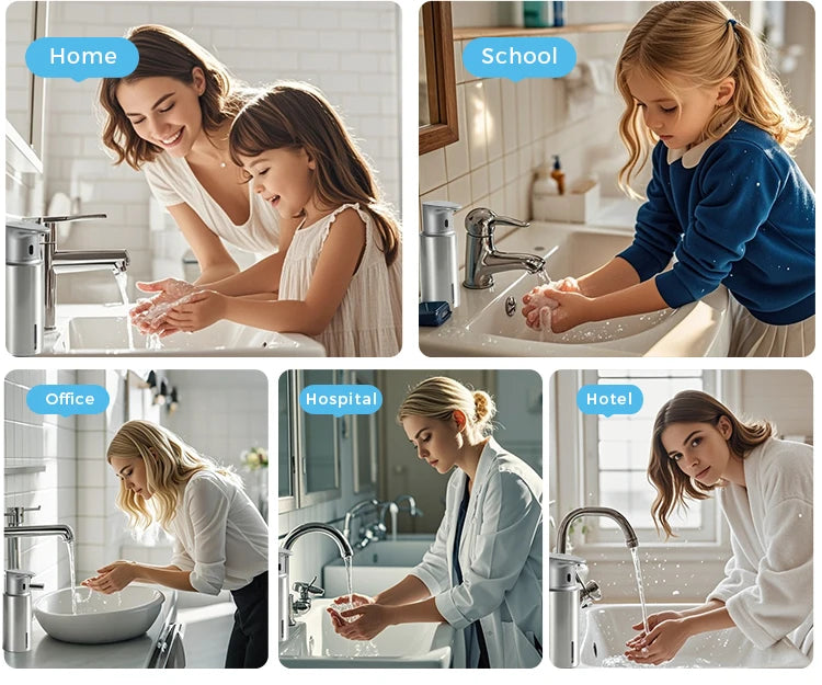 480ml Kitchen Soap Dispenser Automatic Sensor Hand Sanitizer Machine Intelligent Electric Body Wash Soap Dispenser 304 Stainless Steel