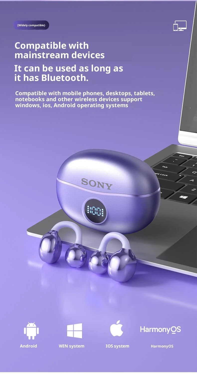 Original SONY Ear clip OWS Wireless Bluetooth Ear Clip Headphones sports Gaming Headset HIFI Surround Sound Earbuds With Mic