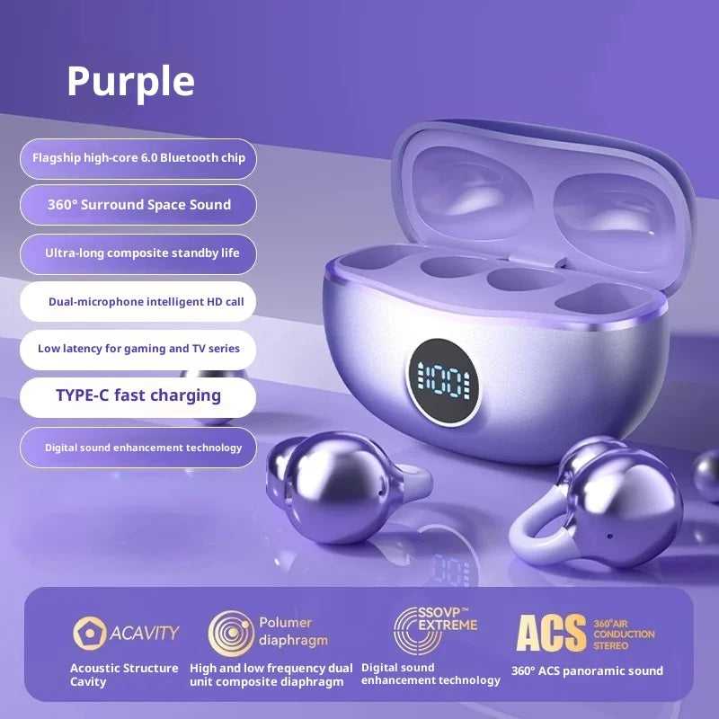 Original SONY Ear clip OWS Wireless Bluetooth Ear Clip Headphones sports Gaming Headset HIFI Surround Sound Earbuds With Mic