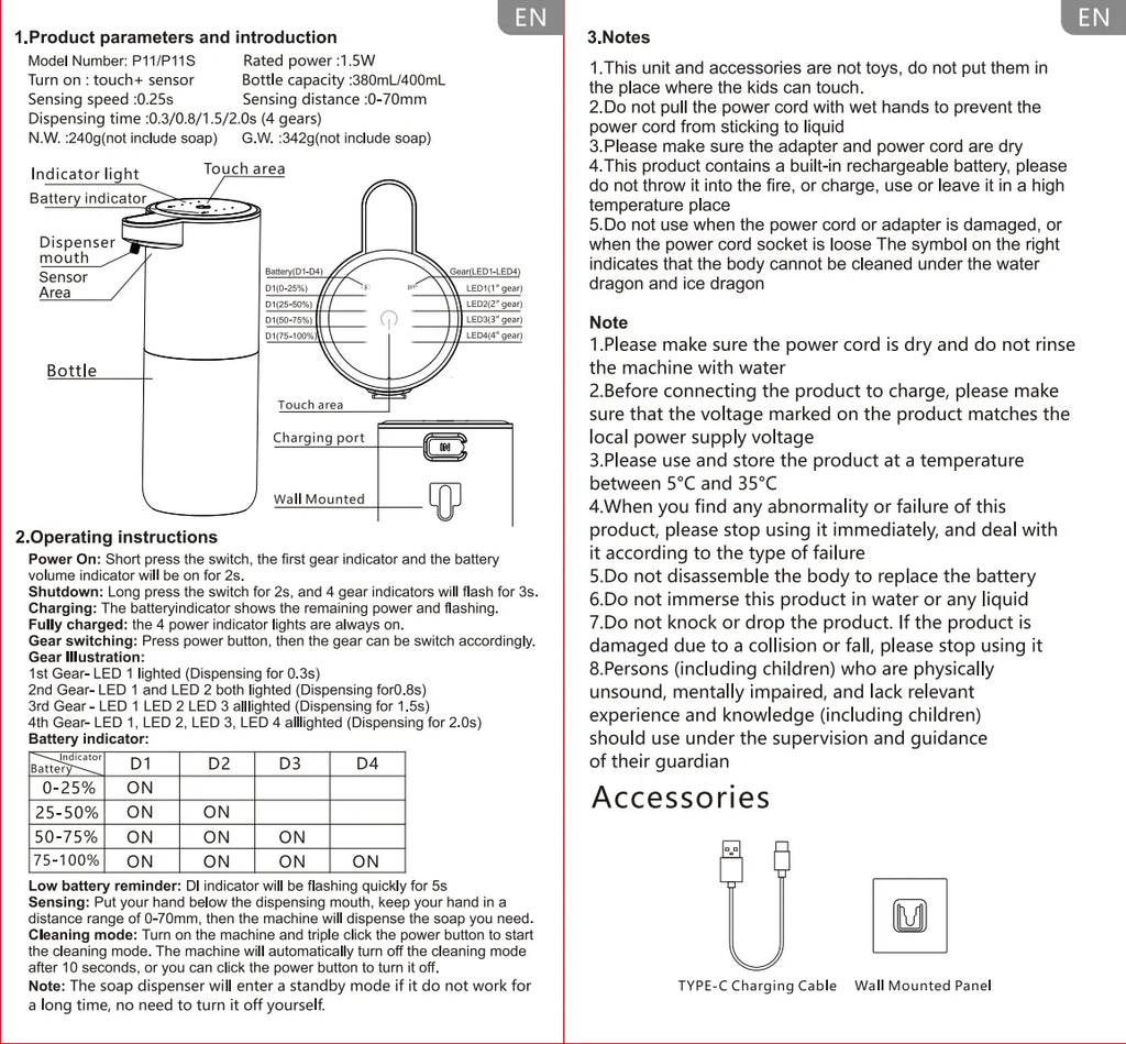 Automatic Liquid/Foma Soap Dispenser, Touchless Electric Dispenser, USB Rechargeable with Infrared Sensor for Bathroom,Kitchen
