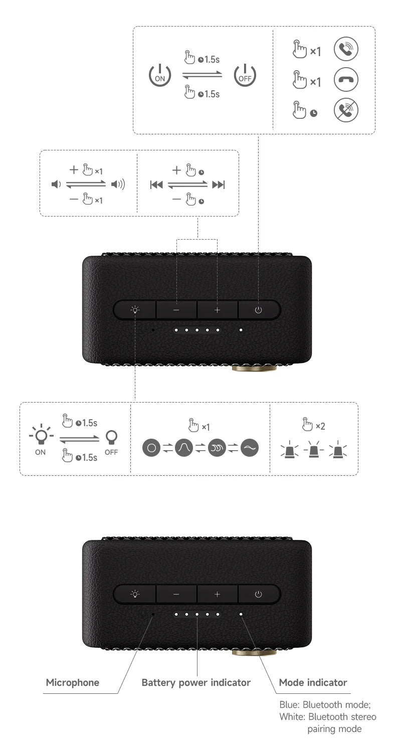 Edifier ES20 Portable Bluetooth Speaker Wireless Speaker IP67 Waterproof Light Effects Outdoor Speakers Deep Bass with Mic