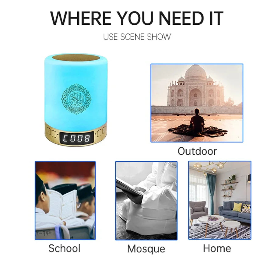Bright Quran Azan Muslim Koran Bluetooth Speaker Portable Night Light Holy Lamp Sound Box Music Wireless Caixa De Som Bocina Mp3