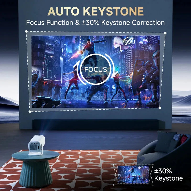 P30 Pro Portable Projector Android 14 Smart Mini Projector WiFi6 BT5.0 Home Theater Outdoor Portable 4K HD Projector 1280*720P